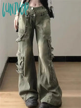 Lunivop Women’s Multi Zipper Design Neutral Style Jeans American Vintage Casual Denim Trousers